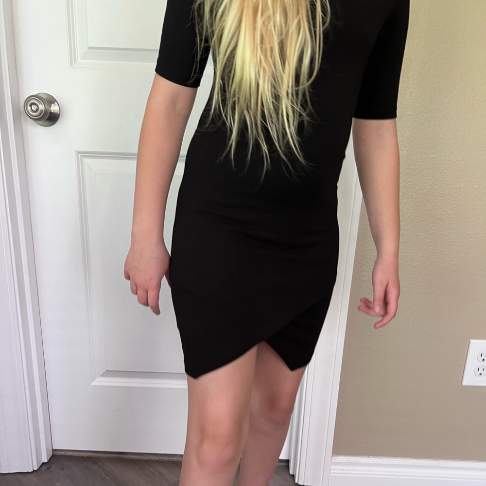 Top Shop petite black mini dress. Size 2